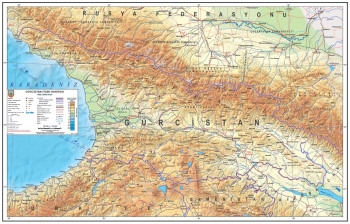 1:750.000 Ölçekli Gürcistan Fiziki Haritası