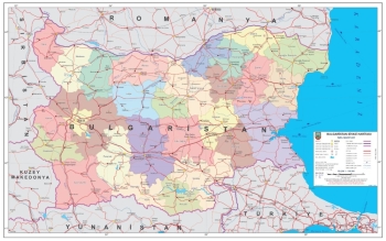 1:750.000 Ölçekli Raster Bulgaristan Siyasi Haritası