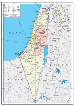  1:800.000 Ölçekli İsrail-Filistin Siyasi Haritası