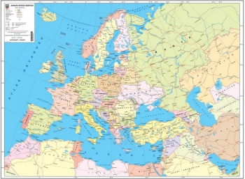 1:9.000.000 Ölçekli Raster Avrupa Siyasi Haritası