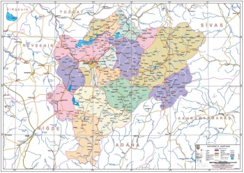 Kayseri Mülkî İdare İl Haritası