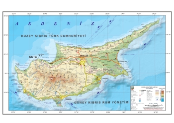 Kıbrıs Adası Fiziki Haritası