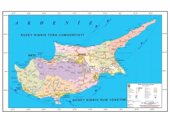 Kıbrıs Adası Mülki İdare Bölümleri Haritası