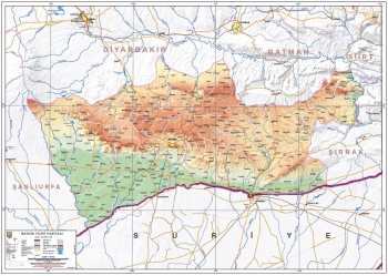 Mardin Fiziki İl Haritası