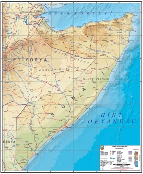  1:2.500.000 Ölçekli Somali Fiziki Haritası