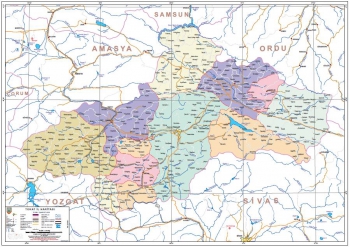 Tokat Mülkî İdare İl Haritası