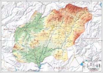 Uşak Fiziki İl Haritası